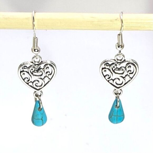 AUV Sterling 925 Silver & Turquoise Dangles - Picture 1 of 5